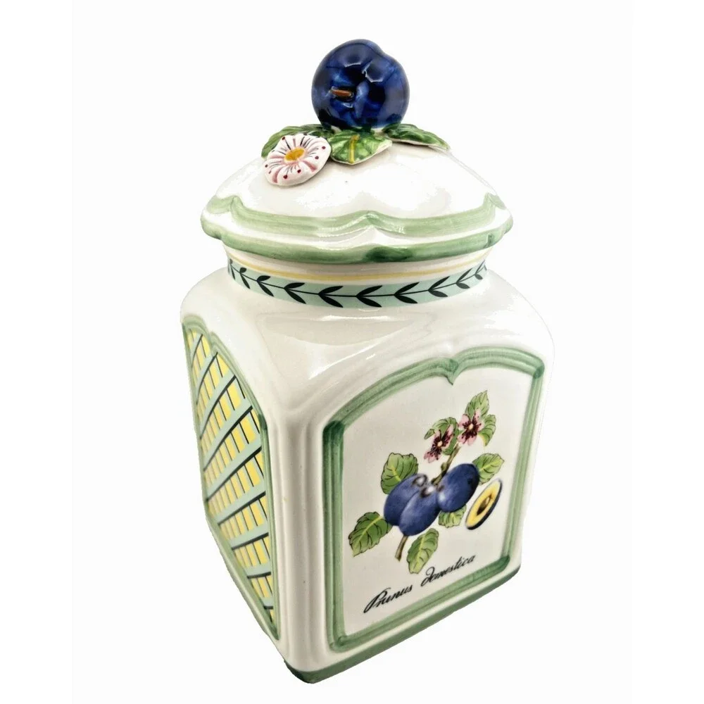 Villeroy & Boch Canister French Garden Charm Prunus Plum Cottagecore Granny EUC